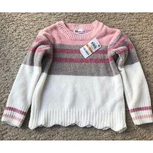Girls 3t Sweater, warm plush, pink, stipes, New with tags